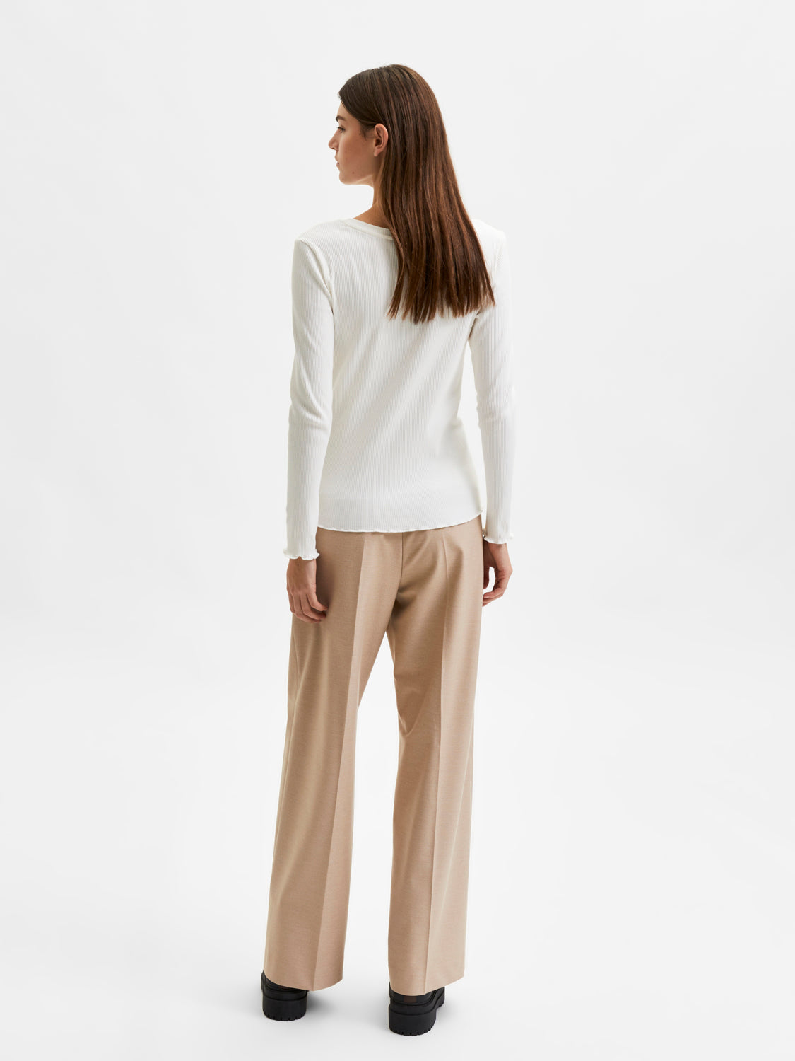 SELECTED FEMME - ANNA LS T-SKJORTE - HVIT